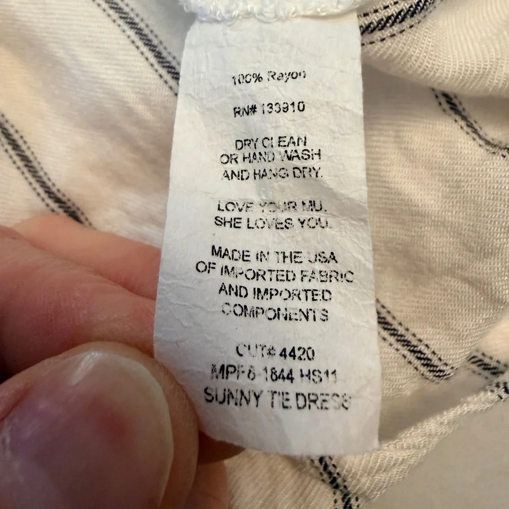 Show Me Your Mumu Women’s Size Large Ivory Blue‎ Striped Shoulder Tie Sundress